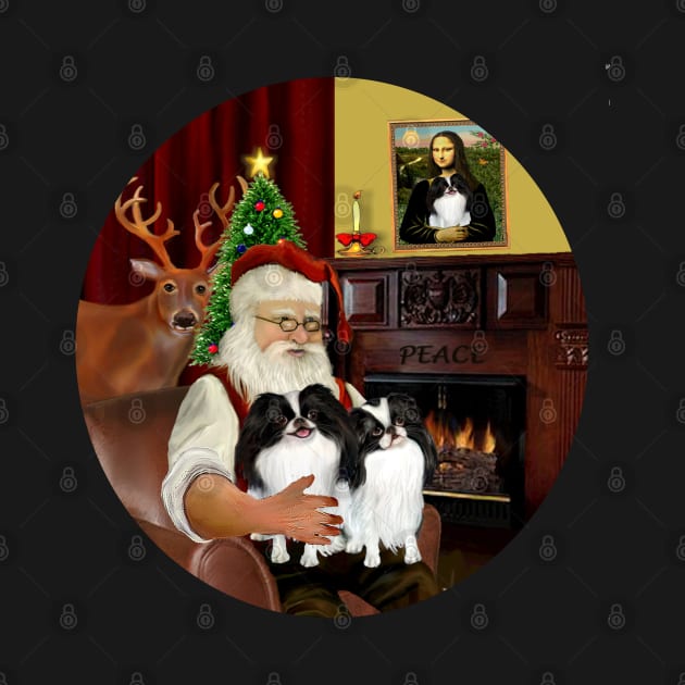 Santa at Home with His Two Japanese Chins by Dogs Galore and More