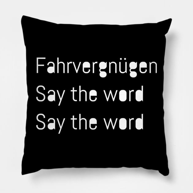 Fahrvergnügen car Pillow by Digital GraphX