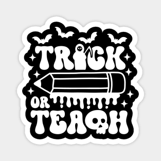 Trick or Teach Trendy Retro Groovy Funny Halloween Teacher Costume Magnet
