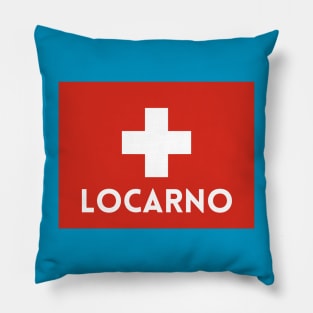 Locarno City in Swiss Flag Pillow