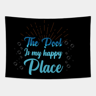 the pool is my happy place saying design Tapestry