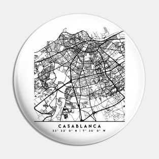 CASABLANCA MOROCCO BLACK CITY STREET MAP ART Pin