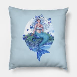 Blue Morpho Mermaid Pillow