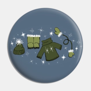 Winter weather snow lover gear cartoon illustration Pin