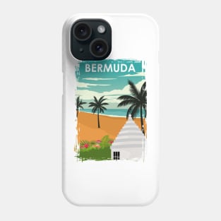 Bermuda Island Vintage Minimal Retro Travel Poster Phone Case