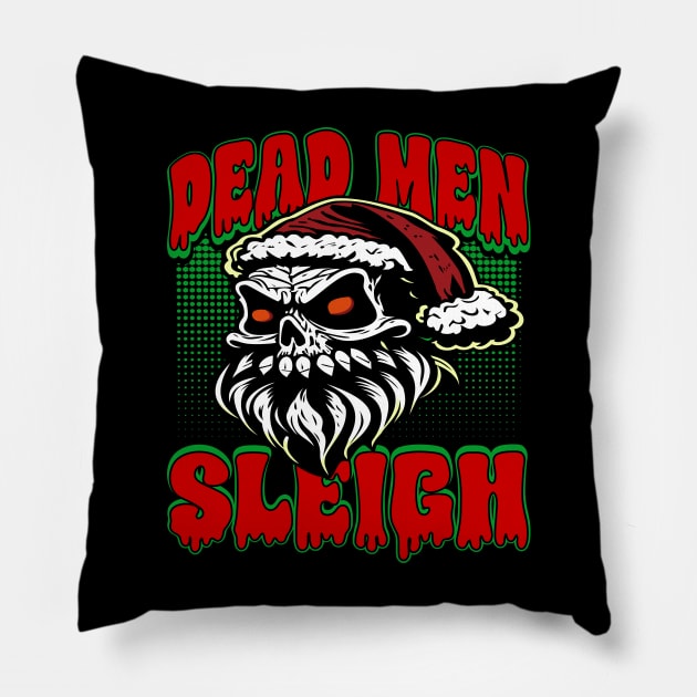 Santa Skull Dead Men Sleigh Pillow by JaussZ