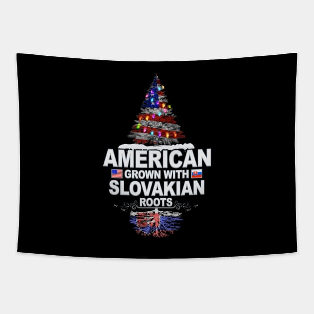 Christmas Tree  American Grown With Slovakian Roots - Gift for Slovakian From Slovakia Tapestry by Country Flags