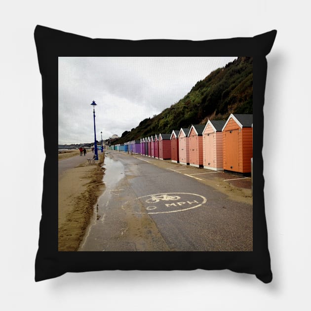 Orange Beach Huts Pillow by Dpe1974