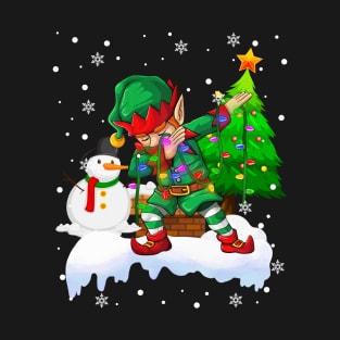 Santa Claus Dabbing Through The Snow Elf Dabbing ELF Funny Dab Dance T-Shirt