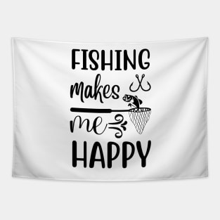 Less Talk More Fishing - Gift For Fishing Lovers, Fisherman - Black And White Simple Font Tapestry