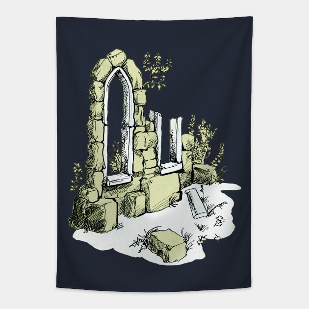 Ruins - lineart Tapestry by Karolina Studena-art