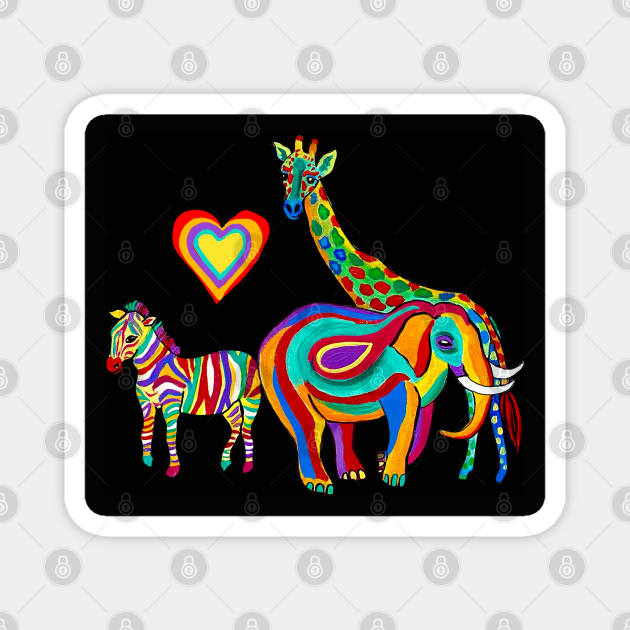 Rainbow Savanna (black) Magnet by MagaliModoux