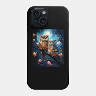 Owls art, owl girl lover, van gogh starry night Phone Case