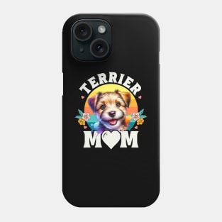 Colorful Terrier Mom Retro Sunset Dog Lover Phone Case