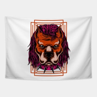 Mad Dog Bull Punk Brown Pink Tapestry