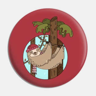 Cute Christmas Sloth Illustration // Festive Animal Cartoon // Sloth Lover Pin