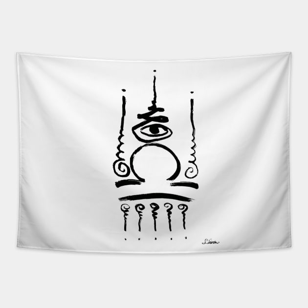 Unique Zodiac Unalome Lira Birthday Minimalistic Zen Elegant Goth Tapestry by Whimsical Splendours