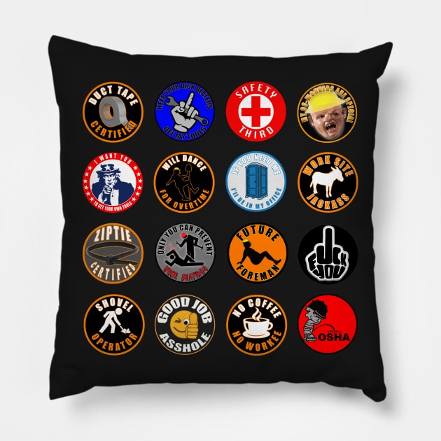 Funny Hard Hat Stickers Pillow by  The best hard hat stickers 