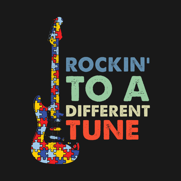 Rockin To A Different Tune Puzzle Piece Guitar Autism by FrancisDouglasOfficial