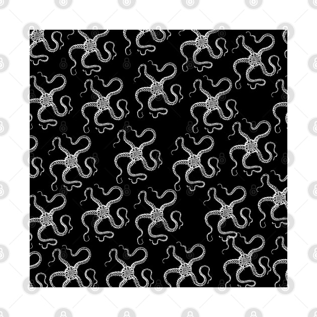 spiny brittle starfish aloha print hawaii pattern black and white by maplunk