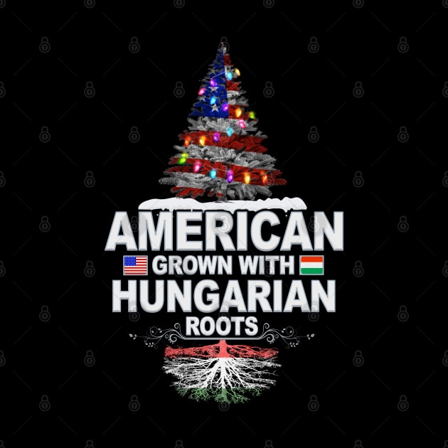 Christmas Tree  American Grown With Hungarian Roots - Gift for Hungarian From Hungary by Country Flags