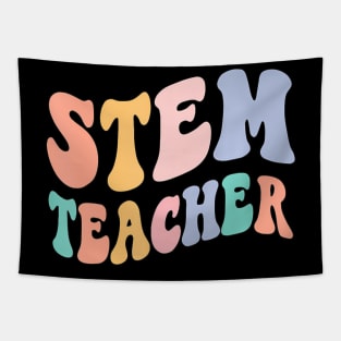 Back To School Teacher Squad Groovy Retro Stem Teacher Tapestry