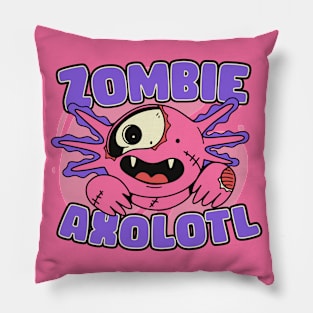 Cute Zombie Axolotl // Funny Halloween Zombie Animals Pillow