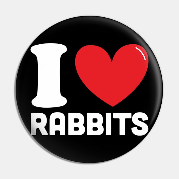 Red Heart I Love Rabbits Pin by Teesmooth