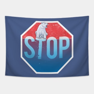 STOP Global Warming Ice Bear Melting Polar Caps Tapestry