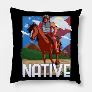 Native American Day Lakota Chief Horseback Pillow