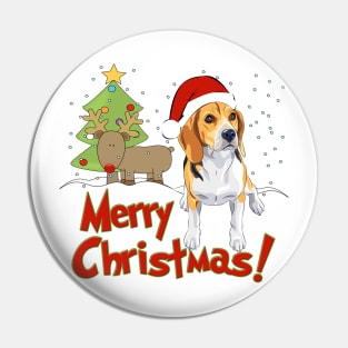Merry Christmas Beagle Dog! Pin