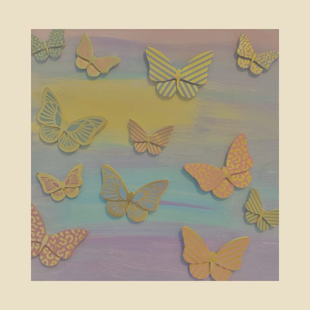 Pastel Gold Butterflies by courtneylgraben