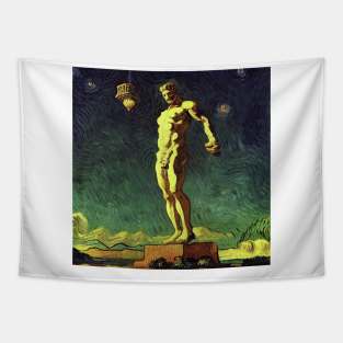 Colossus of Rhodes in Van Gogh's style Tapestry