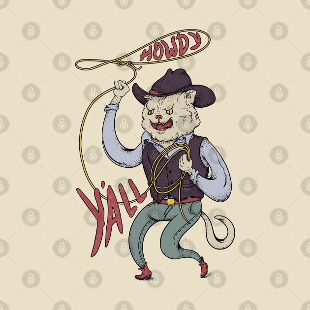 Howdy Yall - Rodeo Cowboy Cat by anycolordesigns