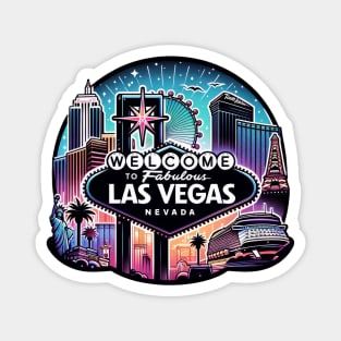 Vibrant Las Vegas Landmark and Skylines Sticker - Ideal for travel and tourism fans Magnet