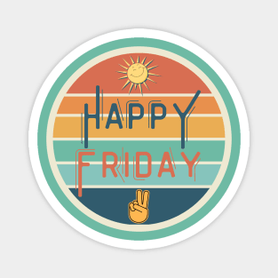 Happy Friday Retro Sunset Magnet