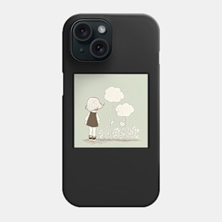 Cute Girl Flower Illustration Minimalist Phone Case