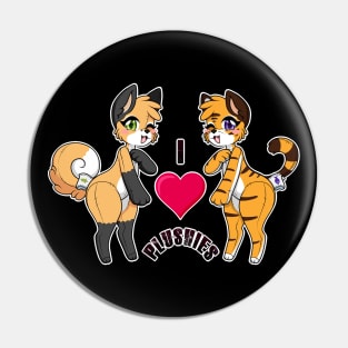 Fox and Tiger - I love plushies Pin