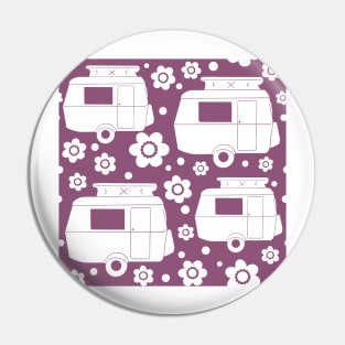 Daisy Polka Dot Vintage Caravan Pattern in Purple and White Pin