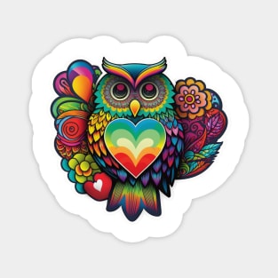 Groovy Psychedelic Owl Magnet