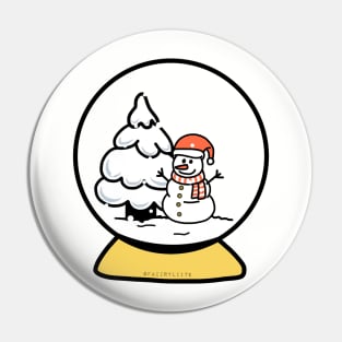 Christmas Snowman With A Santa Hat In Snow Globe Pin