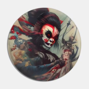 Japanese Geisha Demon Horror Art Pin