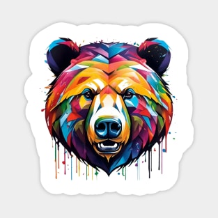 Bear Head Dripping Rainbow Graffiti Magnet