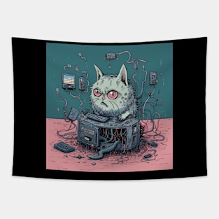 futuristic cyber cat Tapestry