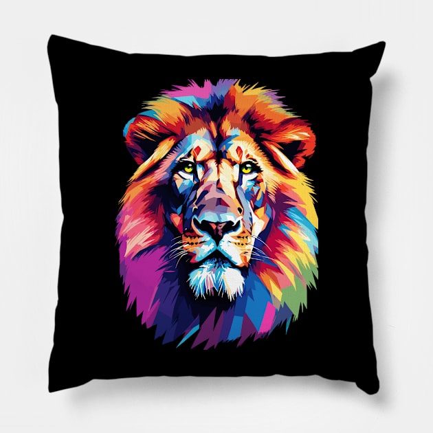 Majestic Lion Pop Art Pillow by VALCO