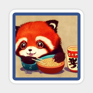 Kawaii Red Panda Eating Ramen Magnet