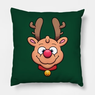 Cute Christmas Reindeer Face Pillow