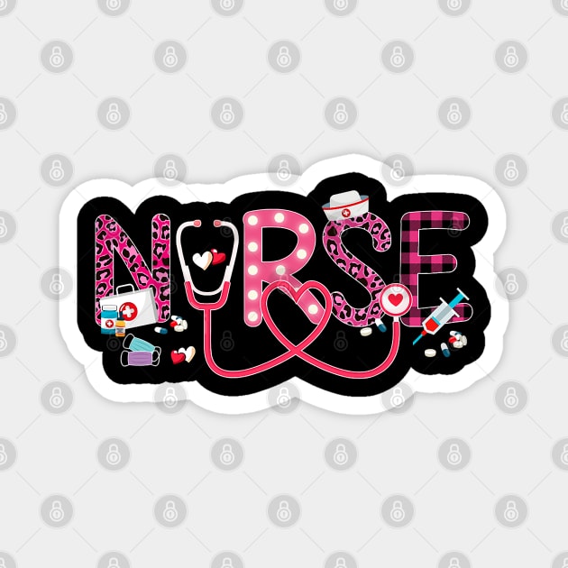 LOVE Stethoscope Nurse Life Valentine Day 2021 Women Gift Magnet by waterbrookpanders