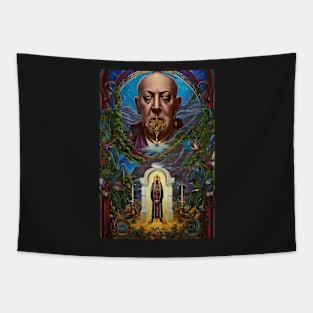 Saint Aleister Crowley The Great Beast of Thelema painted in a Surrealist and Impressionist style Tapestry