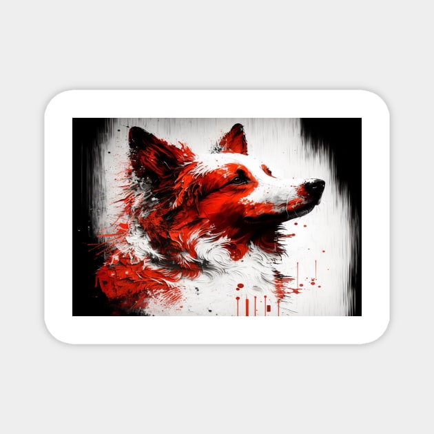 Abstract Splash Painting Of A Dog In Black And Red Colours Magnet by Unwind-Art-Work